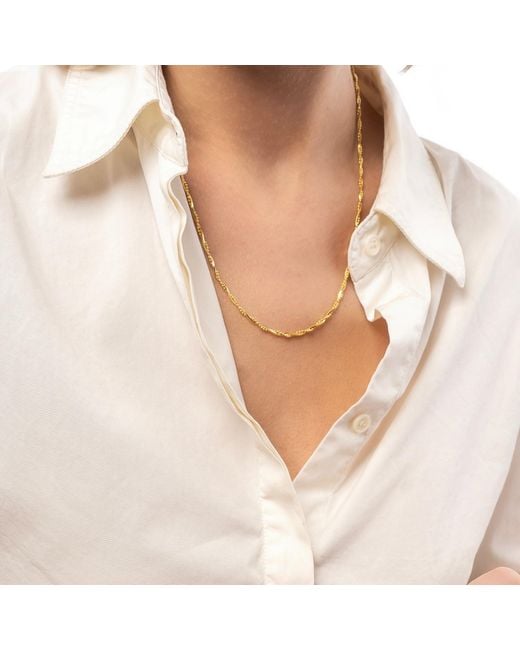 Spero London Metallic Twisted Beaded Sterling Italian Chain Necklace & Bracelet Set