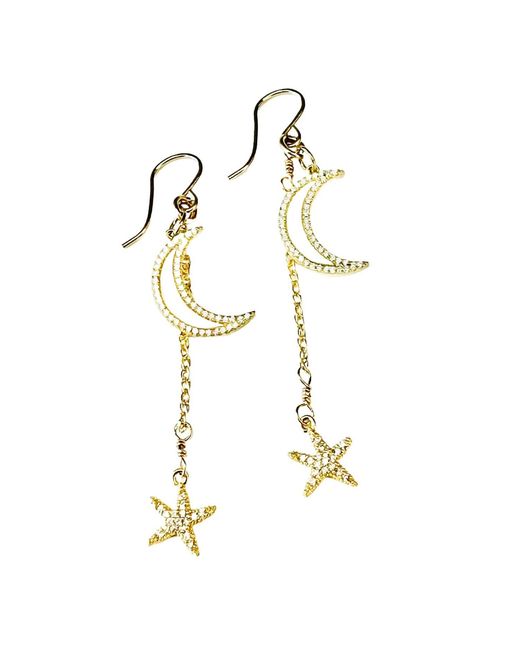 Lexi Jewelry Metallic Dreamy Moon 'N Star Sparkly Earrings