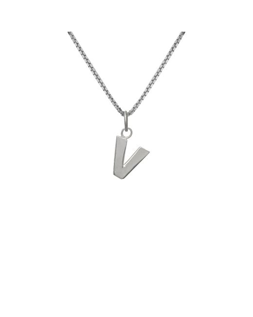 Edge Only Metallic Letter Pendant "V" Initial Necklace Sterling for men