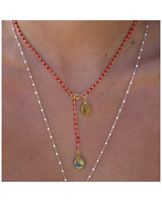 Alexie of Athens Metallic Madonna Prayer Strand Rosary Necklace
