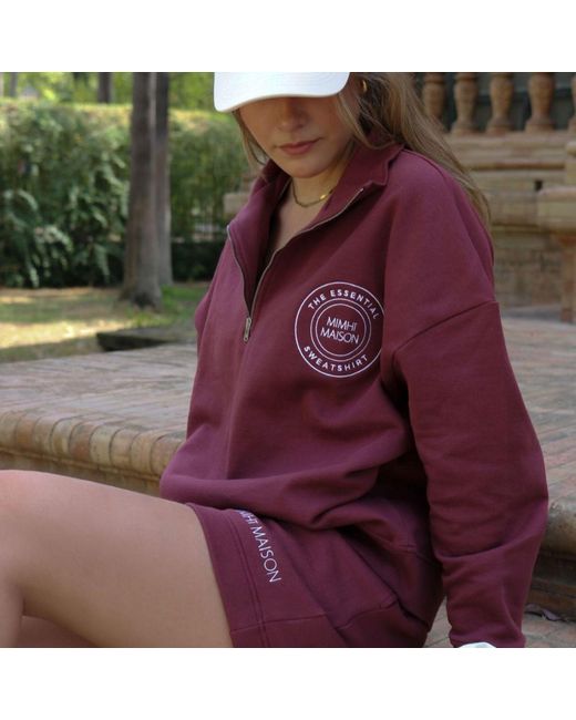 Mimhi Maison Red Oversized Cotton Shorts – Burgundy