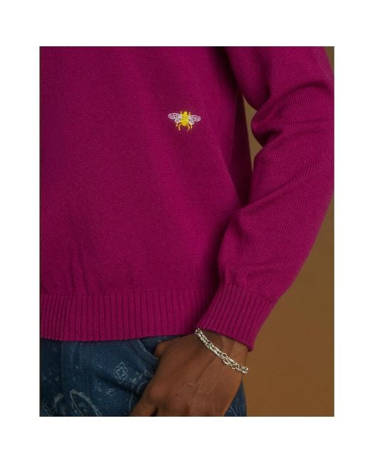 INGMARSON Purple Bee Embroidered Wool & Cashmere Rollneck for men
