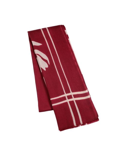 Heritagemoda Red Neutrals Hand-Painted Wool-Silk Scarf – Deep Burgundy With Soft Nude Floral Accents