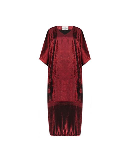 DHARA SHETH DUBAI Red Scarlett Shimmer Long Party Kaftan Dress