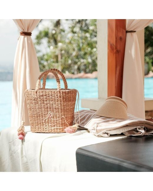 LIKHÂ Natural Mini Tote Bag With Embroidered Bunny