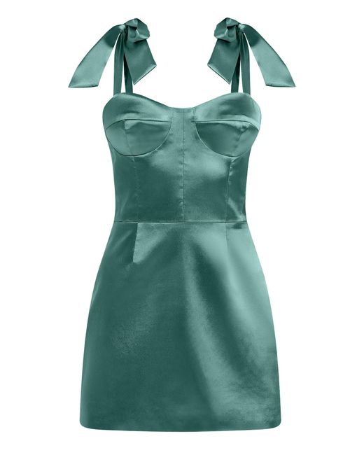 Tia Dorraine Green Sweetheart Melody Satin Mini Dress