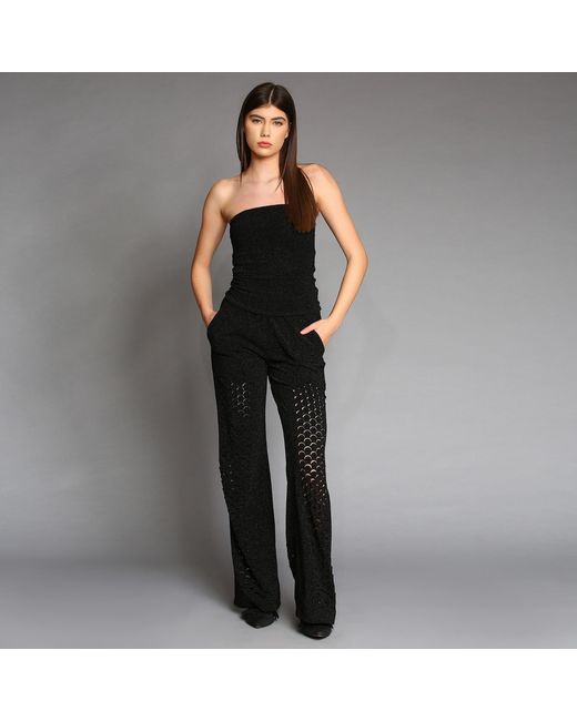 Silvia Serban Black Dragon Skin Laser Cut Glitter Pants