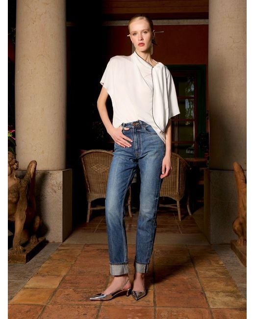 Din & Deen Blue Regular Fit Denim Selvedge Washed Jeans Katana Collection