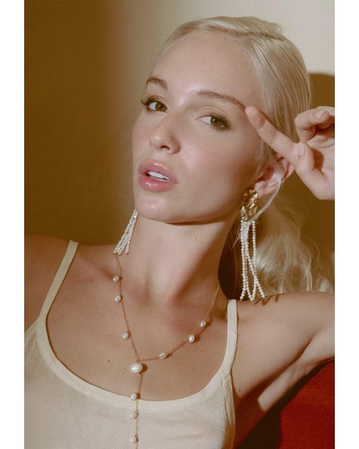 Lavani Jewels White Liliana Pearl Long Earrings