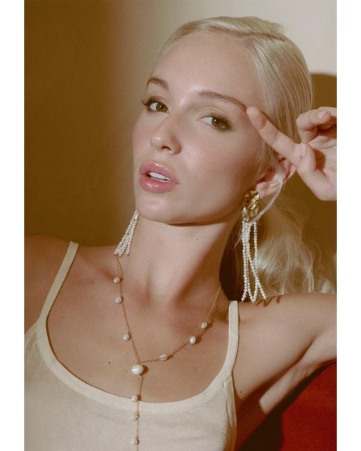Lavani Jewels White Liliana Pearl Long Earrings