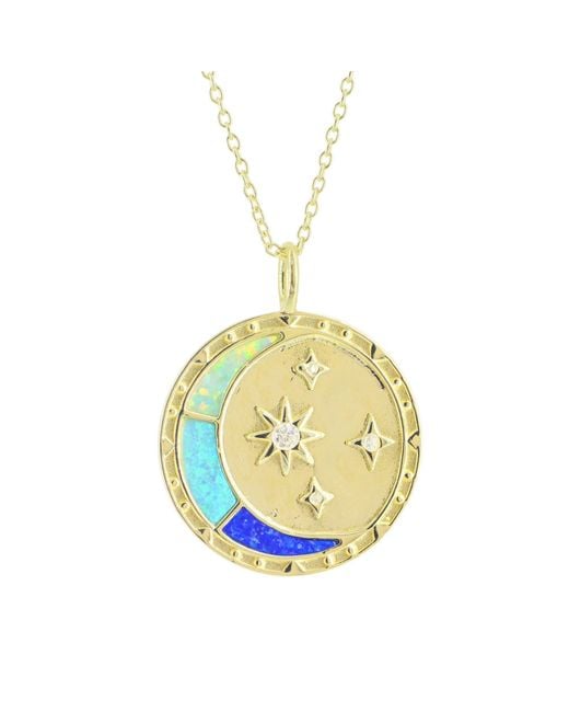 KAMARIA Metallic Opal Moon Dream Medallion Necklace