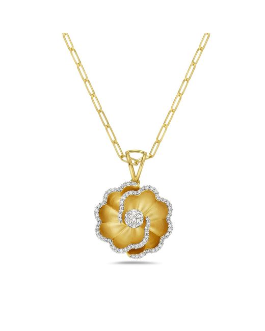 Artisan Metallic Handmade Yellow Solid Gold Diamond Designer Flower Necklace Jewelry