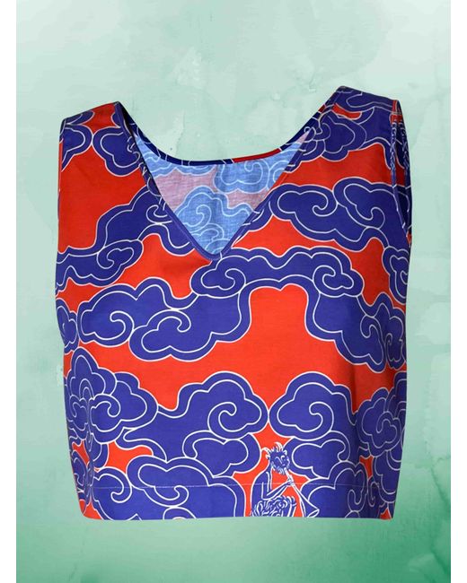 Wild Clouds Blue Organic Cotton & Linen Two-Way Tank