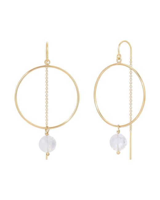 Heather Hawkins Jewelry Metallic Neutrals Coin Gemstone Hoop Threader Earrings