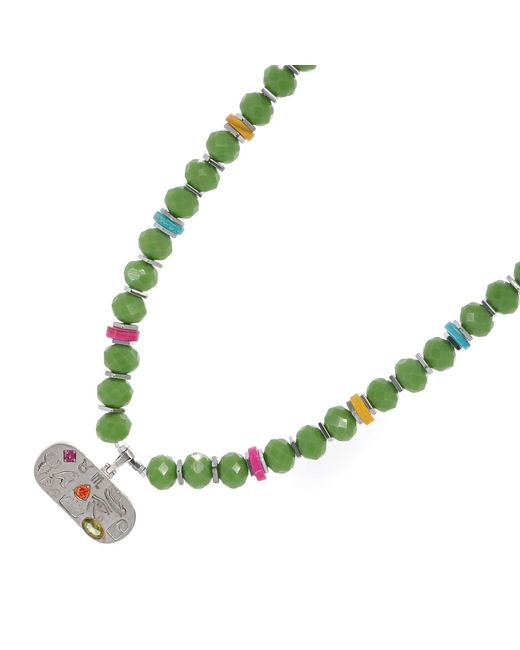 Ebru Jewelry Metallic Sacred Symbols Pendant Colorful Protection Choker Necklace