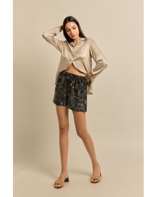 Lily Rou Black Silk Ray Relaxed Shorts
