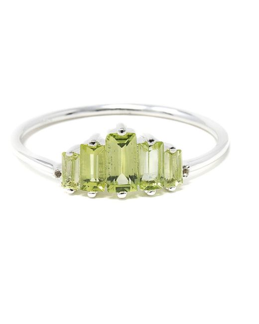 NASI SILVER Green Aaliyah Baguette Ring- Peridot & Topaz