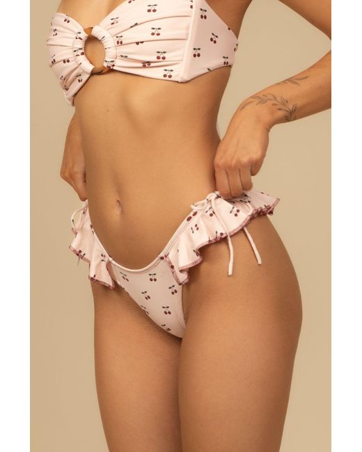 Montce Pink Cherries Uno Ruffle Bows Bikini Bottom