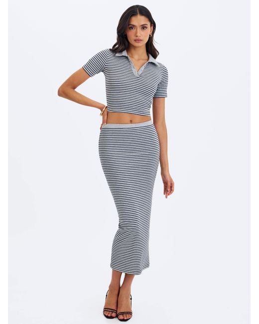 Miss Circle New York Blue Westley & Lyocell Jersey Striped Polo Top