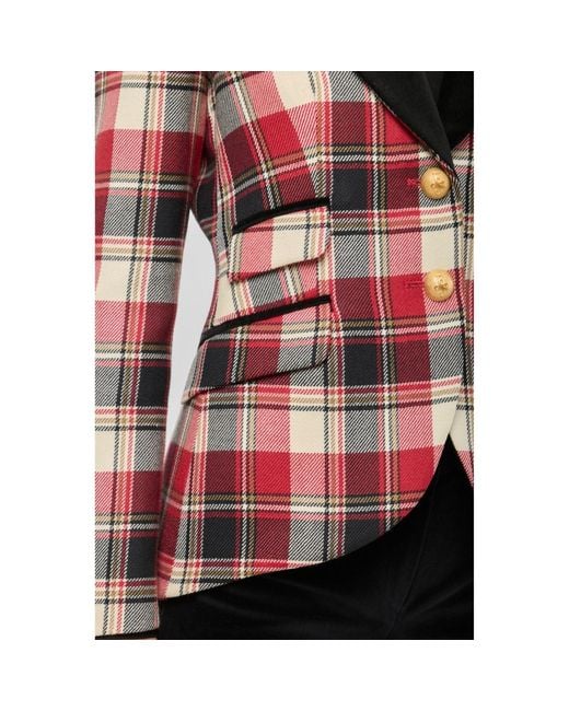 The Extreme Collection Red Neutrals Tartan Wool Blazer Duncan