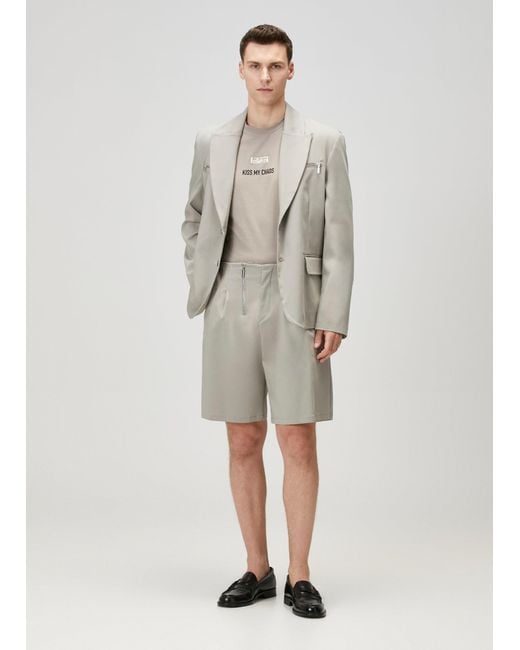 Pcfg Gray Neutrals Cotton Woven Short With Zip for men
