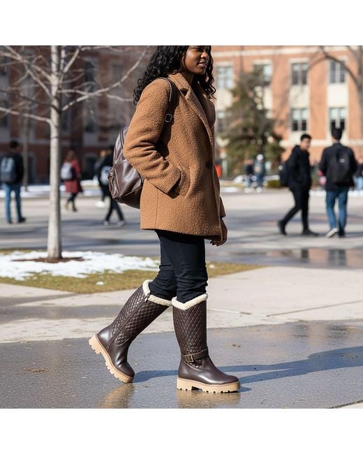 Beautiisoles by Robyn Shreiber Made in Italy Brown Tulsa Leather Lug Sole Winter Boot