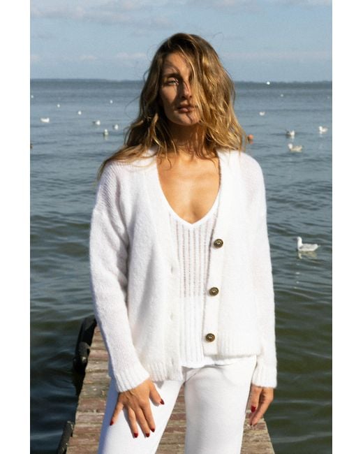 SALANIDA White Melody Mohair Cardigan