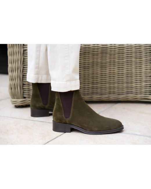 Keith Scarrott Shoes Brown Londra Khaki Suede Chelsea Boot