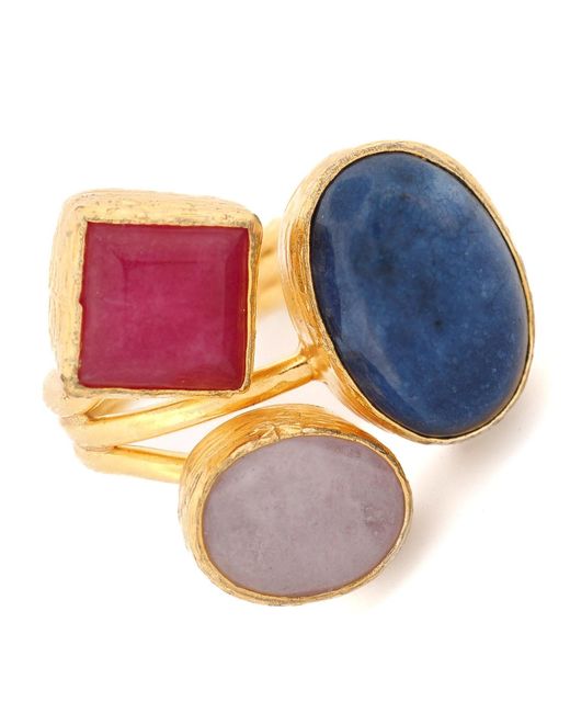 Ebru Jewelry Blue Trio Essence Spiritual Power Gemstone Ring