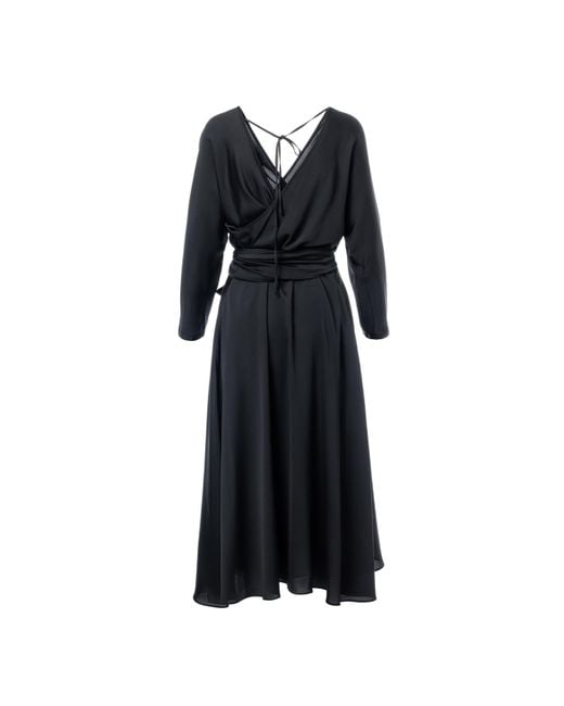 concept A trois Black Wrap Dress With Long Raglan Sleeves