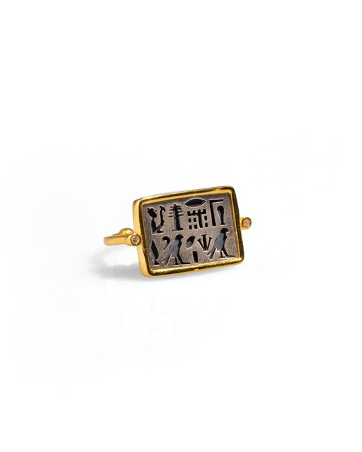 Ebru Jewelry Black Spiritual Egyptian Symbol Sterling & Adjustable Ring
