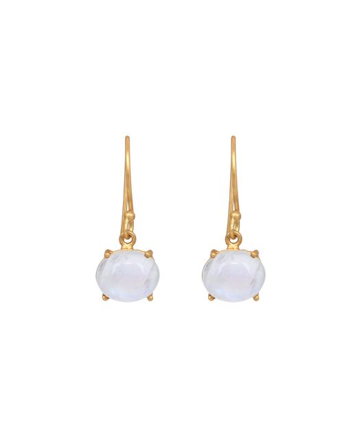 Opium Jewels Metallic Moonstone Cabochon Oval Drops With Claw Setting