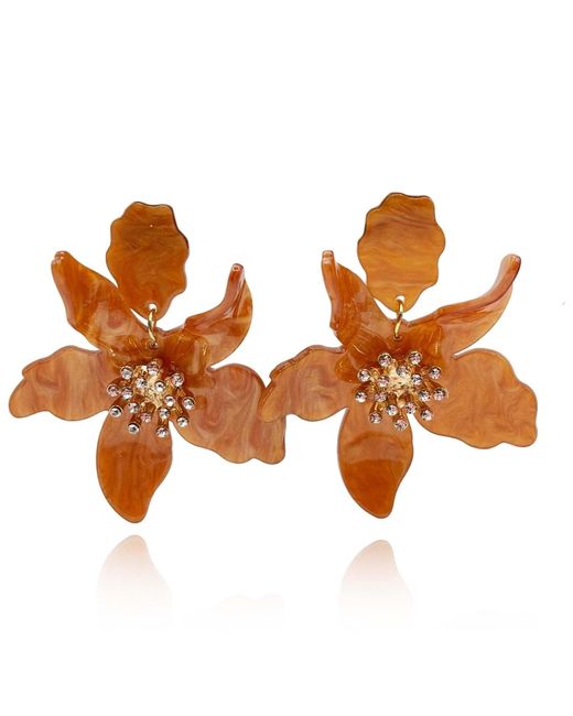 Michael Nash Jewelry Orange Aurelia Caramel Floral Resin Drop Earrings