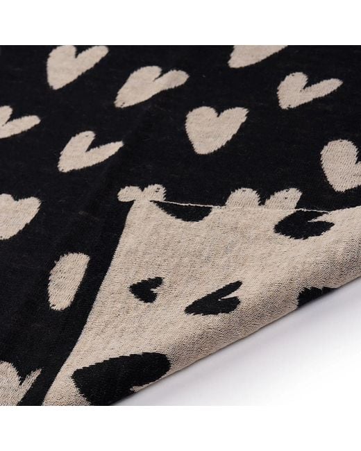 Mohair&Angora Black Mohair Foulard Hearts