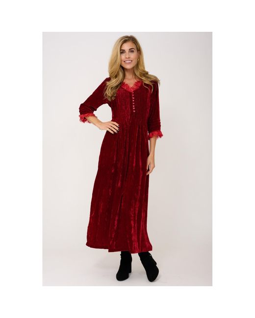 At Last Red Silk Velvet Annabel Dress In