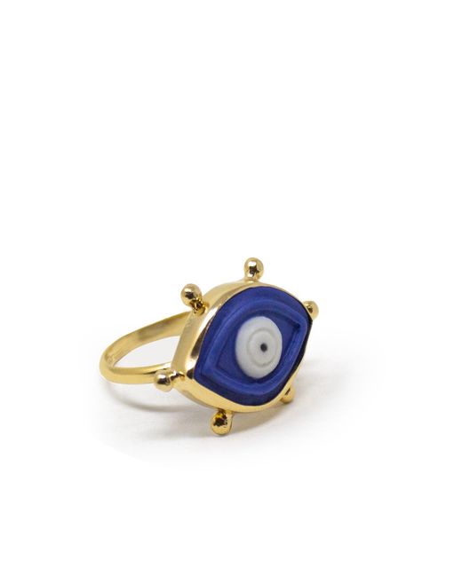 Vintouch Italy Blue Evil Eye-Plated Stacking Ring