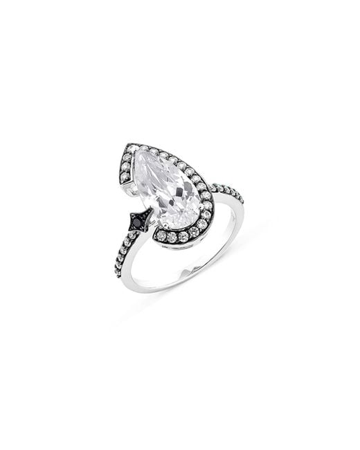 SALLY SKOUFIS Metallic Nourish Ring With Natural Diamond & Made Cz Diamond Stimulant