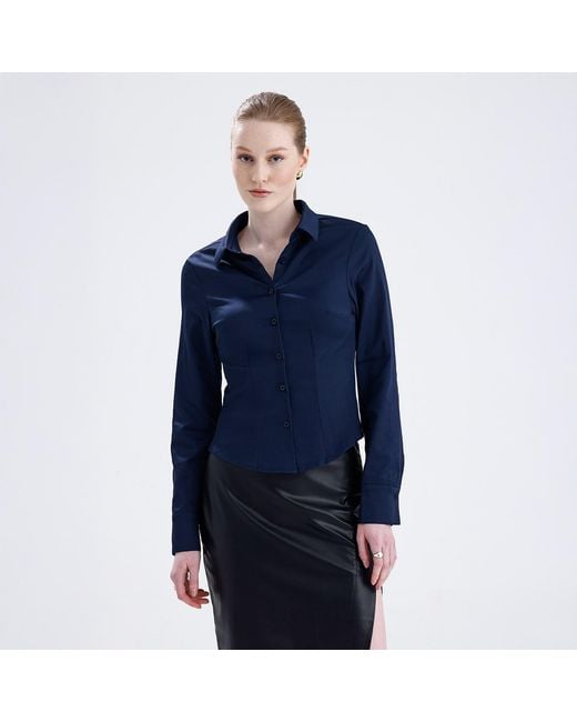 Maan Istanbul Blue Classic Slim Fit Dark Shirt