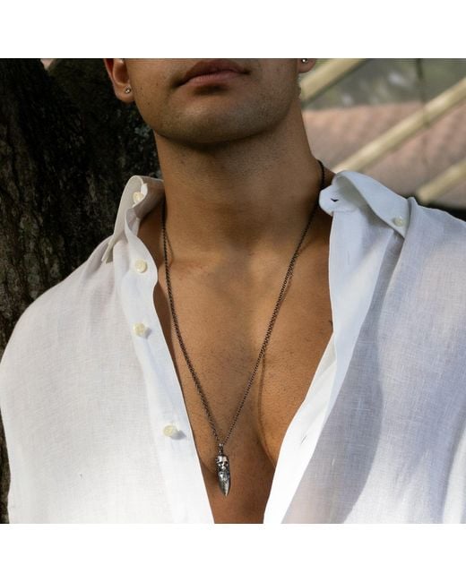 Ebru Jewelry Metallic Skull Fang Sterling Necklace for men