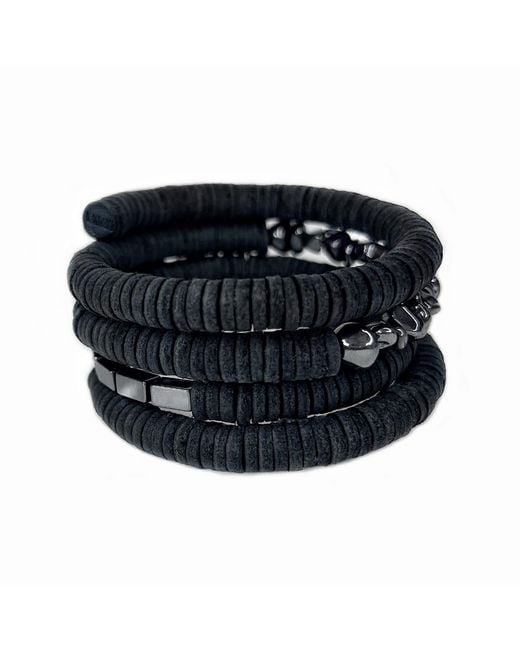 WAIWAI Black Continuous Coil Hematite Cuff