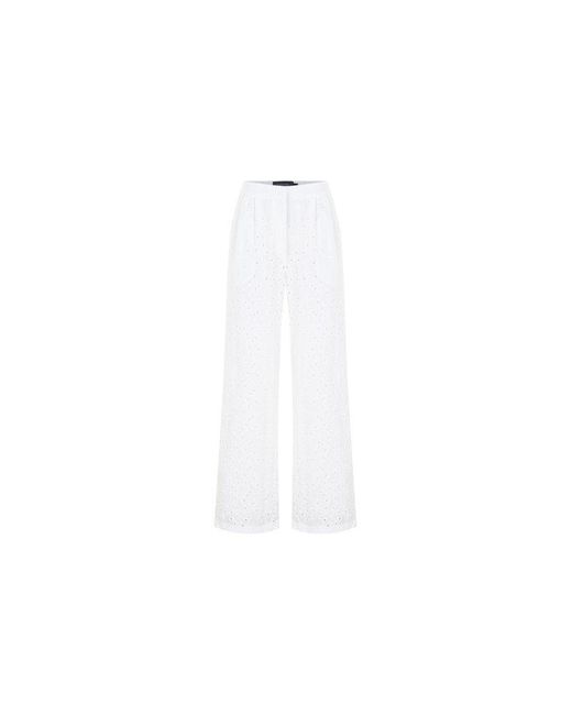 Exquise White Broderie Anglaise Fabric Pants
