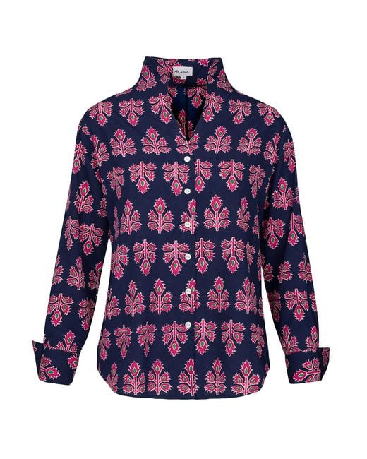 At Last Blue Navy Thistle Print Shirt