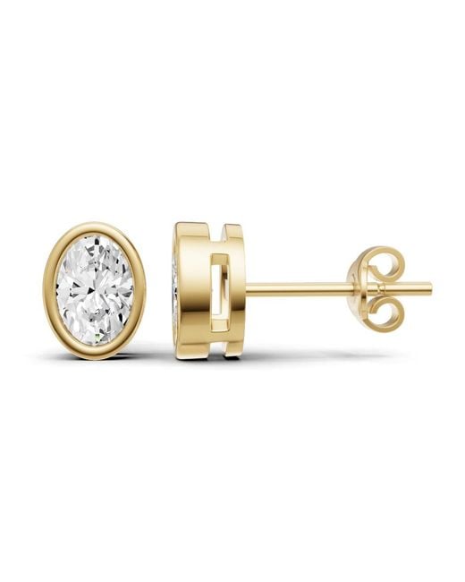 SEREIA OFFICIAL Metallic 14K Studs 0.5 Carat Earrings Oval Bezel