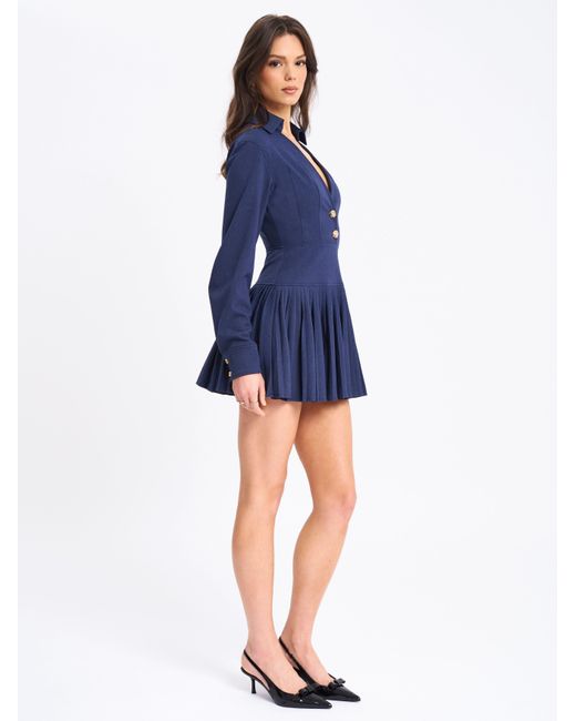 Miss Circle New York Blue Valarie Denim Style Pleated Mini Dress