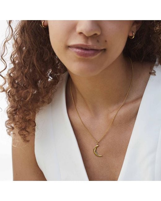 Muru Metallic Crescent Moon Necklace