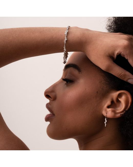 Dower & Hall White Solid & Diamonds Small Cascade Drop Earrings