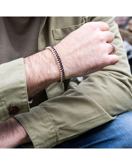 Harbour UK Bracelets Red Chunky Nautical Rope Bracelet – Wine & Cream Handmade for men