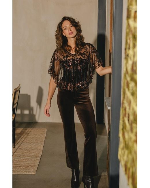 Traffic People Brown Corrie's Bravado Cord Velvet Kick Flare Trousers