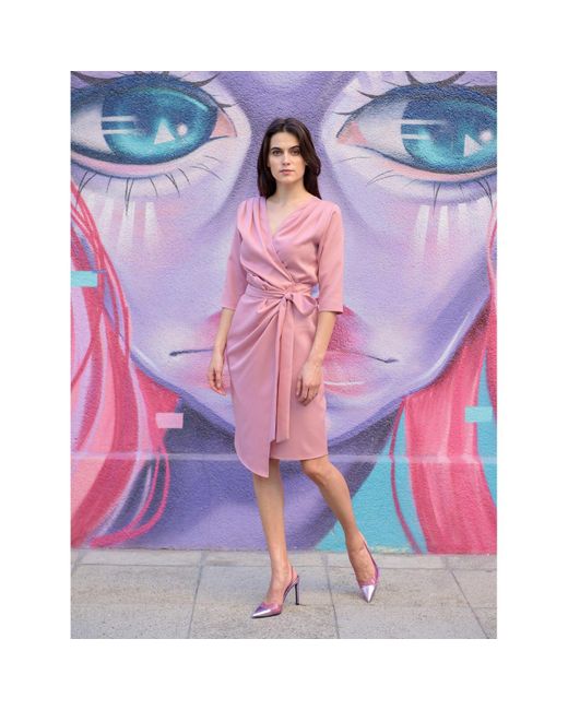 concept A trois Pink Wrap Cocktail Powder Dress