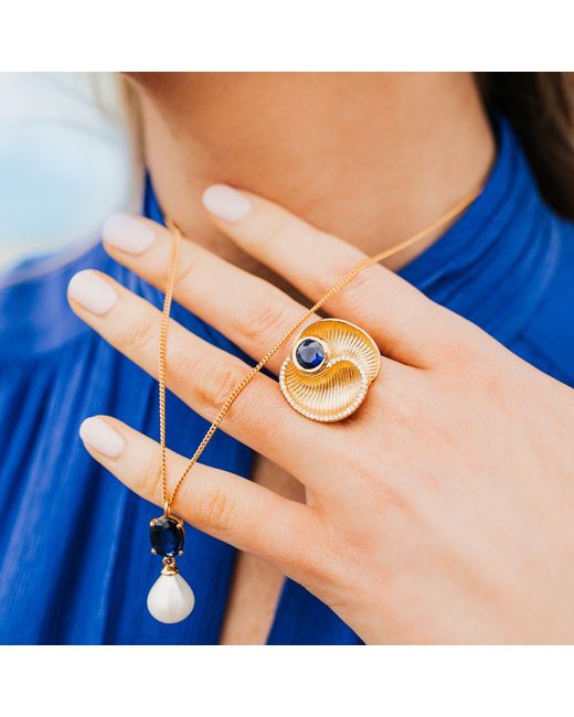 Augustine Jewels Metallic Kyanite And Diamond Shell Ring